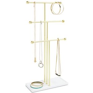 Umbra Hanging Jewelry Organizer, White, Brass Umbra Hanging Jewelry Organizer, White, Brass