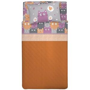 PENSIERI DELICATI Single Bed Set, 100% Cotton, Single Bed Sheet Set, 90 x 200 cm, Including Bottom Sheet, Top Sheet and 1 Pillow Case, Made in Italy, Happycat Orange Design PENSIERI DELICATI Single Bed Set, 100% Cotton, Single Bed Sheet Set, 90 x 200 cm, Including Bottom Sheet, Top Sheet and 1 Pillow Case, Made in Italy, Happycat Orange Design