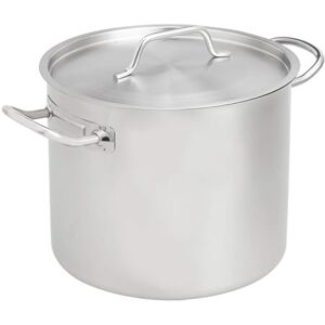 Amazon Basics 11.4 litres Stainless Steel Aluminium-Clad Stock Pot with Cover, Silver Amazon Basics 11.4 litres Stainless Steel Aluminium-Clad Stock Pot with Cover, Silver