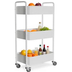 Amig – 3‑Tier kitchen trolley with castors Mod. LINN – Auxiliary steel shelving – White – Multipurpose trolley for kitchen, bathroom or office – 40.5 x 28 x 76 cm Amig – 3‑Tier kitchen trolley with castors Mod. LINN – Auxiliary steel shelving – White – Multipurpose trolley for kitchen, bathroom or office – 40.5 x 28 x 76 cm