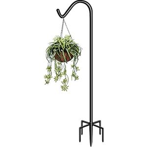 Garbuildman 92 Inch Tall Shepherd Hooks with 5-Forked Base, Adjustable Heavy Duty Bird Feeder Pole Stand Hanger for Outdoor, Shiny Black, 1 Pack Garbuildman 92 Inch Tall Shepherd Hooks with 5-Forked Base, Adjustable Heavy Duty Bird Feeder Pole Stand Hanger for Outdoor, Shiny Black, 1 Pack