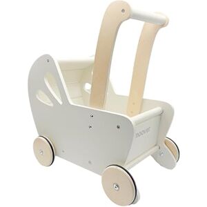 Moover Essential Dolls Pram for Toddlers, Assembly Required, Designed in Denmark from MDF, Push Along Toy, 18 Months +, 44 x 41 x 24 cm, Off-White and Natural Wood Moover Essential Dolls Pram for Toddlers, Assembly Required, Designed in Denmark from MDF, Push Along Toy, 18 Months +, 44 x 41 x 24 cm, Off-White and Natural Wood