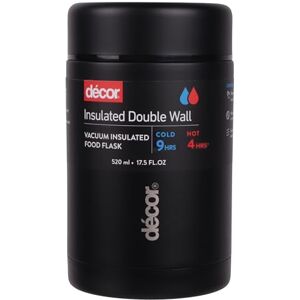 Décor Vacuum Insulated Food Flask 2-in-1 Hot & Cold Stainless Steel Food Container 520ml Black Décor Vacuum Insulated Food Flask 2-in-1 Hot & Cold Stainless Steel Food Container 520ml Black