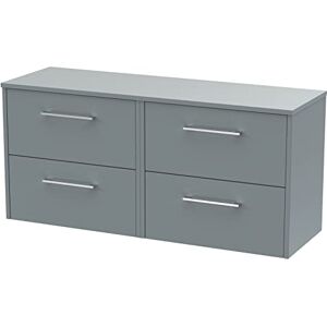 Hudson Reed JNU2324W2 Juno Modern Bathroom Wall Hung 4-Drawer Vanity with Colour Coordinating Worktop, 1200mm, Matt Coastal Grey Hudson Reed JNU2324W2 Juno Modern Bathroom Wall Hung 4-Drawer Vanity with Colour Coordinating Worktop, 1200mm, Matt Coastal Grey
