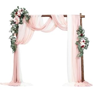 VEVOR Artificial Wedding Arch Flowers Kit, Pink Wedding Arch Flowers with Drapes Kit (Pack of 5) 2 Pcs Floral Arrangement, 3 Pcs Sheer Drapes, for Ceremony Bouquets Reception Backdrop Decoration VEVOR Artificial Wedding Arch Flowers Kit, Pink Wedding Arch Flowers with Drapes Kit (Pack of 5) 2 Pcs Floral Arrangement, 3 Pcs Sheer Drapes, for Ceremony Bouquets Reception Backdrop Decoration