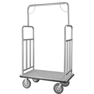 VEVOR Hotel Luggage Cart, 1200 LBS Load Capacity, Brushed Stainless Steel Finish Bellman's Cart, Valet Cart with Grey Carpeted Deck and 8-inch Rubber Wheels, Ideal for Hotels, Condos, Resorts, Silver VEVOR Hotel Luggage Cart, 1200 LBS Load Capacity, Brushed Stainless Steel Finish Bellman's Cart, Valet Cart with Grey Carpeted Deck and 8-inch Rubber Wheels, Ideal for Hotels, Condos, Resorts, Silver