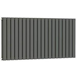 VeeBath RHAD55 Linx Rennes Low Carbon Mild Steel Horizontal Double Panel Mirror Bathroom Heating Radiator-600 x 1185mm, Anthracite Grey VeeBath RHAD55 Linx Rennes Low Carbon Mild Steel Horizontal Double Panel Mirror Bathroom Heating Radiator-600 x 1185mm, Anthracite Grey