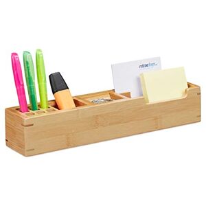 Relaxdays Bamboo Desk Organiser, 11 Compartment Storage Box, Office Stationery Stand HxWxD: 6 x 32 x 7 cm, Natural Relaxdays Bamboo Desk Organiser, 11 Compartment Storage Box, Office Stationery Stand HxWxD: 6 x 32 x 7 cm, Natural