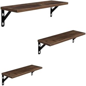 Relaxdays wall shelf set, 3 sizes: 30/35/40 cm wide, industrial design, MDF & metal shelves, dark brown, Fibreboard, Iron, 12 x 40 x 11 cm Relaxdays wall shelf set, 3 sizes: 30/35/40 cm wide, industrial design, MDF & metal shelves, dark brown, Fibreboard, Iron, 12 x 40 x 11 cm