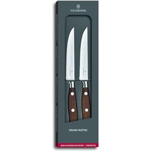 Victorinox Grand Maître, Carving Set, 2 Pieces, Extra Sharp Blade, Wavy Edge, 12 cm, Noble Wooden Handle, Stainless Steel, Brown Victorinox Grand Maître, Carving Set, 2 Pieces, Extra Sharp Blade, Wavy Edge, 12 cm, Noble Wooden Handle, Stainless Steel, Brown