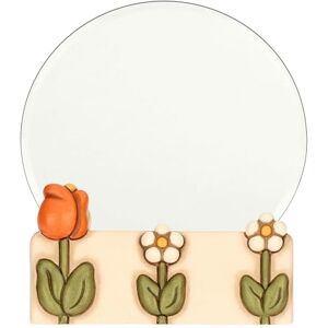 THUN , Happy Country Range Hand Decorated Ceramic Standing Mirror, Gift Idea for Home, Diameter 20 cm THUN , Happy Country Range Hand Decorated Ceramic Standing Mirror, Gift Idea for Home, Diameter 20 cm