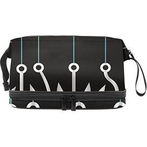 Generic Multi-Functional Storage Travel Cosmetic Bag with Handle,Black and White Fish Hook Pattern,Large Capacity Travel Cosmetic Bag Generic Multi-Functional Storage Travel Cosmetic Bag with Handle,Black and White Fish Hook Pattern,Large Capacity Travel Cosmetic Bag