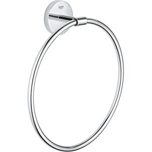 Grohe Start Cosmopolitan QuickFix Towel Ring (Metal, Concealed Fastening, Including Screws and Dowels, Extra Easy to Fit with QuickGlue), Size 222 mm, Chrome, 41167000 Grohe Start Cosmopolitan QuickFix Towel Ring (Metal, Concealed Fastening, Including Screws and Dowels, Extra Easy to Fit with QuickGlue), Size 222 mm, Chrome, 41167000