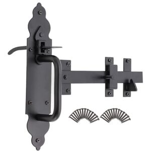Infinity 10” Heavy Duty Iron Black Ornamental Suffolk Gate Latch Gothic Thumb Catch Set for External Doors Gate Garden Shed Door Lock Infinity 10” Heavy Duty Iron Black Ornamental Suffolk Gate Latch Gothic Thumb Catch Set for External Doors Gate Garden Shed Door Lock