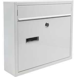 Relaxdays letterbox with nameplate, 4 keys, horizontal format, HxWxD: 31 x 36 x 10 cm, steel, white Relaxdays letterbox with nameplate, 4 keys, horizontal format, HxWxD: 31 x 36 x 10 cm, steel, white