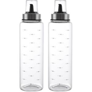 ASelected Oil Bottle 2 x 500 ml Oil Dispenser Vinegar and Bottle Set Olive Container with Clear Scale Suitable for Kitchen and BBQ ASelected Oil Bottle 2 x 500 ml Oil Dispenser Vinegar and Bottle Set Olive Container with Clear Scale Suitable for Kitchen and BBQ