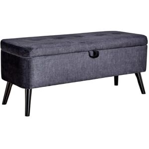 Home Source Storage Ottoman Storage Chest, Velvet Bedding Box, Wooden Legs, Black Home Source Storage Ottoman Storage Chest, Velvet Bedding Box, Wooden Legs, Black