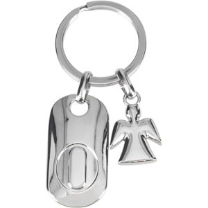 Depesche Letter O and Guardian Angel Silver Zinc Alloy Keyring with Coloured Velvet Pouch (11800-018), silver, standard size Depesche Letter O and Guardian Angel Silver Zinc Alloy Keyring with Coloured Velvet Pouch (11800-018), silver, standard size