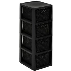 BranQ Home essential Shelf in Rattan Design, BPA-Free Plastic PP (polypropylene), Black, 29.5 x 24 x 64.2 cm, 4 Baskets BranQ Home essential Shelf in Rattan Design, BPA-Free Plastic PP (polypropylene), Black, 29.5 x 24 x 64.2 cm, 4 Baskets