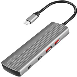 Logilink UA0414 Ultra-Slim USB 3.2 Gen2 Hub, 2 x USB-A, 5 x USB-C, with PD (Power Delivery), 100 W, Space Grey Logilink UA0414 Ultra-Slim USB 3.2 Gen2 Hub, 2 x USB-A, 5 x USB-C, with PD (Power Delivery), 100 W, Space Grey