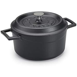 Baldassare Agnelli Pentole Agnelli COGHSRP10420M Saucepan with Handles and Lid, Cast Iron, Matt Black, 2.6 L Baldassare Agnelli Pentole Agnelli COGHSRP10420M Saucepan with Handles and Lid, Cast Iron, Matt Black, 2.6 L