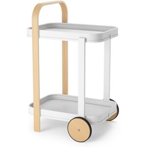 Umbra Bellwood Bar Cart, Serving Trolley and Side Table with 2 Levels and Removable Metal Trays, One Size, White/Natural Umbra Bellwood Bar Cart, Serving Trolley and Side Table with 2 Levels and Removable Metal Trays, One Size, White/Natural