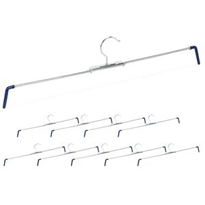 Relaxdays Trouser Stretch Hanger Set of 10, Non-Slip for Pants & Skirts, Spiral Holder, Width 30-50 cm, Silver/Blue Relaxdays Trouser Stretch Hanger Set of 10, Non-Slip for Pants & Skirts, Spiral Holder, Width 30-50 cm, Silver/Blue