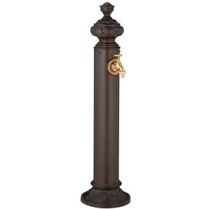 Relaxdays Column Fountain, Garden Water Featue, with Tap, HWD: 87 x 20.5 x 24 cm, Standing Patio Ornament, Brown, 40% Aluminium, 87 cm Relaxdays Column Fountain, Garden Water Featue, with Tap, HWD: 87 x 20.5 x 24 cm, Standing Patio Ornament, Brown, 40% Aluminium, 87 cm
