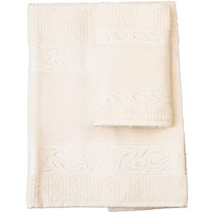 FILET Guest Towel Set with Aida Insert for Embroidery, Made of 100% Cotton Terry Towelling, Soft and Absorbent, Gentle on The Skin, 100% Made in Italy, Solid Colour, Ivory FILET Guest Towel Set with Aida Insert for Embroidery, Made of 100% Cotton Terry Towelling, Soft and Absorbent, Gentle on The Skin, 100% Made in Italy, Solid Colour, Ivory