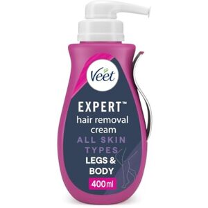 Veet Expert Hair Removal Cream 400 ml, Fast-Acting Depilatory for Women, All Skin Types, Suitable On Arms, Legs, Underarms, Bikini, Hydrating Formula, Effective in 2 Minutes Veet Expert Hair Removal Cream 400 ml, Fast-Acting Depilatory for Women, All Skin Types, Suitable On Arms, Legs, Underarms, Bikini, Hydrating Formula, Effective in 2 Minutes