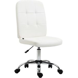 Vinsetto Armless Office Chair, Faux Leather Desk Chair with Adjustable Height, Button Tufted, White Vinsetto Armless Office Chair, Faux Leather Desk Chair with Adjustable Height, Button Tufted, White