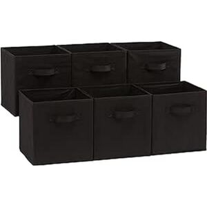 Amazon Basics Collapsible Fabric Storage Cube/Organiser with Handles, Pack of 6, Solid Black, 26.6 x 26.6 x 27.9 cm Amazon Basics Collapsible Fabric Storage Cube/Organiser with Handles, Pack of 6, Solid Black, 26.6 x 26.6 x 27.9 cm