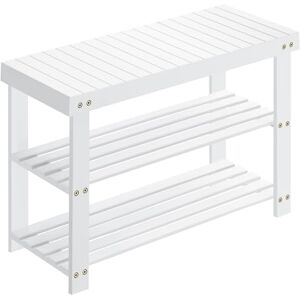 SONGMICS Shoe Rack Bench, 3-Tier Bamboo Shoe Storage Organizer, Entryway Bench, Holds Up to 286 lb, 11.3 x 27.6 x 17.8 Inches, for Entryway Bathroom Bedroom, White LBS004W01 SONGMICS Shoe Rack Bench, 3-Tier Bamboo Shoe Storage Organizer, Entryway Bench, Holds Up to 286 lb, 11.3 x 27.6 x 17.8 Inches, for Entryway Bathroom Bedroom, White LBS004W01