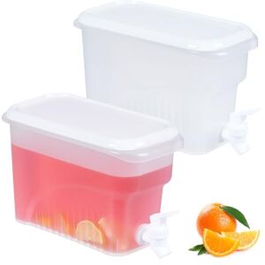 Relaxdays Beverage Dispensers for Fridge, Set of 2, 3 litres, with Tap & Lid, Drinks Container, Plastic, Clear/White Relaxdays Beverage Dispensers for Fridge, Set of 2, 3 litres, with Tap & Lid, Drinks Container, Plastic, Clear/White