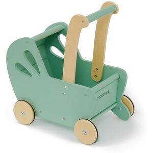 Moover Essential Dolls Pram for Toddlers, Assembly Required, Designed in Denmark from MDF, Push Along Toy, 18 Months +, 44 x 41 x 24 cm, Green and Natural Wood Moover Essential Dolls Pram for Toddlers, Assembly Required, Designed in Denmark from MDF, Push Along Toy, 18 Months +, 44 x 41 x 24 cm, Green and Natural Wood