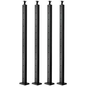 VEVOR 4-Pack Cable Railing Post, 42x1x2 in Horizontal-Hole Deck Railing Post with Pre-Drilled Holes, Stainless Steel Cable Rail Post with Horizontal and Curved Bracket, Black, 4JZLGZXHS106REP67001V0 VEVOR 4-Pack Cable Railing Post, 42x1x2 in Horizontal-Hole Deck Railing Post with Pre-Drilled Holes, Stainless Steel Cable Rail Post with Horizontal and Curved Bracket, Black, 4JZLGZXHS106REP67001V0