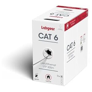 Labgear Cat 6 Ethernet Cable 305m, 100% Pure Copper, Interior Internet Cable, 23AWG UTP 305m, High Speed LAN Ethernet Network Cable, Frequency 250MHz & 500MHz, 4 Twisted Pairs Labgear Cat 6 Ethernet Cable 305m, 100% Pure Copper, Interior Internet Cable, 23AWG UTP 305m, High Speed LAN Ethernet Network Cable, Frequency 250MHz & 500MHz, 4 Twisted Pairs