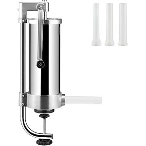 VEVOR Sausage Stuffer, 5LBS/3L Capacity, 304 Stainless Steel Vertical Sausage Stuffer, Sausage Filling Machine with 3 Stuffing Tubes, Suction Base and Manual Crank for Household or Commercial Use VEVOR Sausage Stuffer, 5LBS/3L Capacity, 304 Stainless Steel Vertical Sausage Stuffer, Sausage Filling Machine with 3 Stuffing Tubes, Suction Base and Manual Crank for Household or Commercial Use