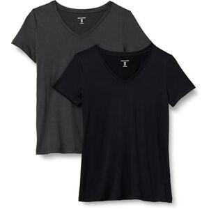 Amazon Essentials Women's Active Quick Dry Tech Stretch Short-Sleeve V-Neck T-Shirt (Available in Plus Size), Pack of 2, Black/Graphite Heather, XL Amazon Essentials Women's Active Quick Dry Tech Stretch Short-Sleeve V-Neck T-Shirt (Available in Plus Size), Pack of 2, Black/Graphite Heather, XL
