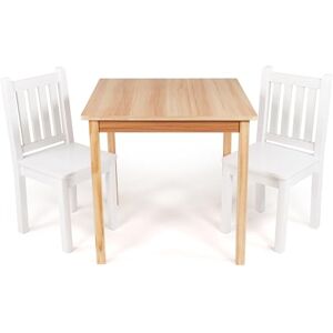 Humble Crew Journey Wooden Square Table and 2 Chairs Set for Children, Easy to Clean Furniture, Ideal for Learning, Playing, Eating and Crafting Natural Wood/White Humble Crew Journey Wooden Square Table and 2 Chairs Set for Children, Easy to Clean Furniture, Ideal for Learning, Playing, Eating and Crafting Natural Wood/White
