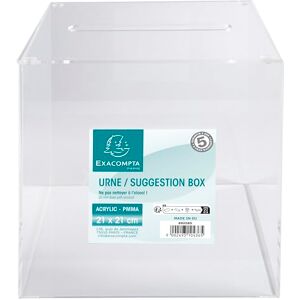Exacompta Crystal Acrylic Suggestion Box with Lid 210x210x210mm, Hinged Lid with Hole, 5 Year Warranty Exacompta Crystal Acrylic Suggestion Box with Lid 210x210x210mm, Hinged Lid with Hole, 5 Year Warranty