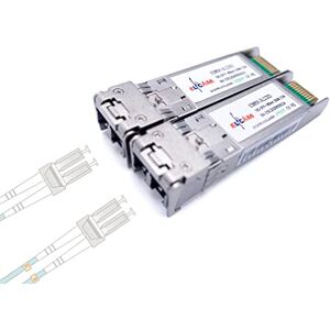 Elfcam ® Set of 2, 10Gb SFP+ Fibre Optic Transceiver Module, LC/UPC DM Connector (OM3 / OM4), 10GBase-SR SFP+, 850nm DDM 300M, Compatible with Freebox Ultra Elfcam ® Set of 2, 10Gb SFP+ Fibre Optic Transceiver Module, LC/UPC DM Connector (OM3 / OM4), 10GBase-SR SFP+, 850nm DDM 300M, Compatible with Freebox Ultra