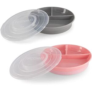 Twistshake 2X Divided Plate Baby Plate with Airtight Lid BPA-Free Baby Weaning Plate 3 Parts Food Training Plate 6 Month+ Baby Feeding Plate Newborn Essentials Grey Pink Twistshake 2X Divided Plate Baby Plate with Airtight Lid BPA-Free Baby Weaning Plate 3 Parts Food Training Plate 6 Month+ Baby Feeding Plate Newborn Essentials Grey Pink
