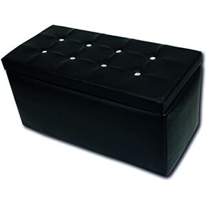 Dmora Talamo Italia Storage pouf in imitation leather, black color, Measurements 90 x 45 x 45 cm Dmora Talamo Italia Storage pouf in imitation leather, black color, Measurements 90 x 45 x 45 cm