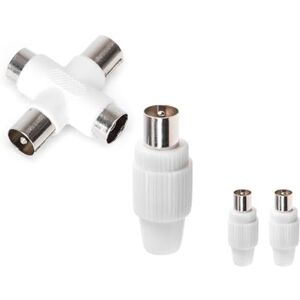 Glowster TV Antenna Connector with Two White pins, Ideal for Dual Input Connections.Perfect for improving The Reception and Quality of The TV Signal in Your Home. Glowster TV Antenna Connector with Two White pins, Ideal for Dual Input Connections.Perfect for improving The Reception and Quality of The TV Signal in Your Home.