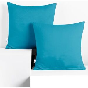 DecoKing 2 Pillowcases 80 x 80 cm Jersey 100% Combed Cotton Zip Cyan Amber DecoKing 2 Pillowcases 80 x 80 cm Jersey 100% Combed Cotton Zip Cyan Amber