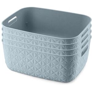 CURVER Softex 4x 12.5L Storage Baskets, 100 percent Recycled Material, Lightweight, For Bathroom, Living Room, Kitchen, Teal CURVER Softex 4x 12.5L Storage Baskets, 100 percent Recycled Material, Lightweight, For Bathroom, Living Room, Kitchen, Teal
