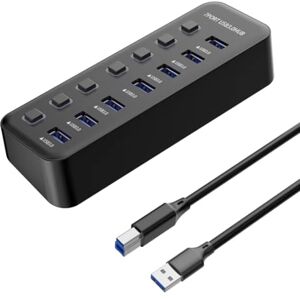 PremiumCord Superspeed USB Hub, 7x USB Type A, USB 3.2 Gen 1 5Gbps, Door Switch, Hot Lug, LED, Black, Cable Length 1 m PremiumCord Superspeed USB Hub, 7x USB Type A, USB 3.2 Gen 1 5Gbps, Door Switch, Hot Lug, LED, Black, Cable Length 1 m