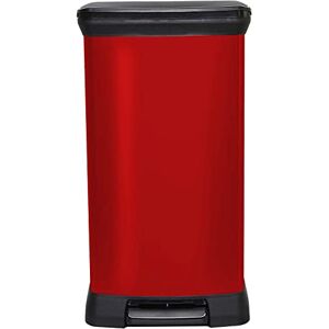 CURVER Metal Effect 70% Recycled Kitchen Pedal Touch Deco Bin 50 Litres Red CURVER Metal Effect 70% Recycled Kitchen Pedal Touch Deco Bin 50 Litres Red