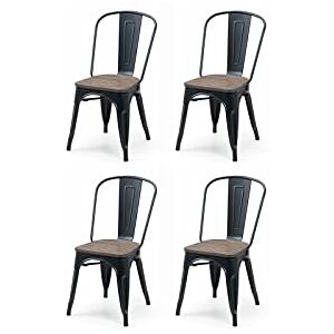 Julian Bowen Set Of 4 Grafton Metal Chairs, Mocha Elm & Black Julian Bowen Set Of 4 Grafton Metal Chairs, Mocha Elm & Black